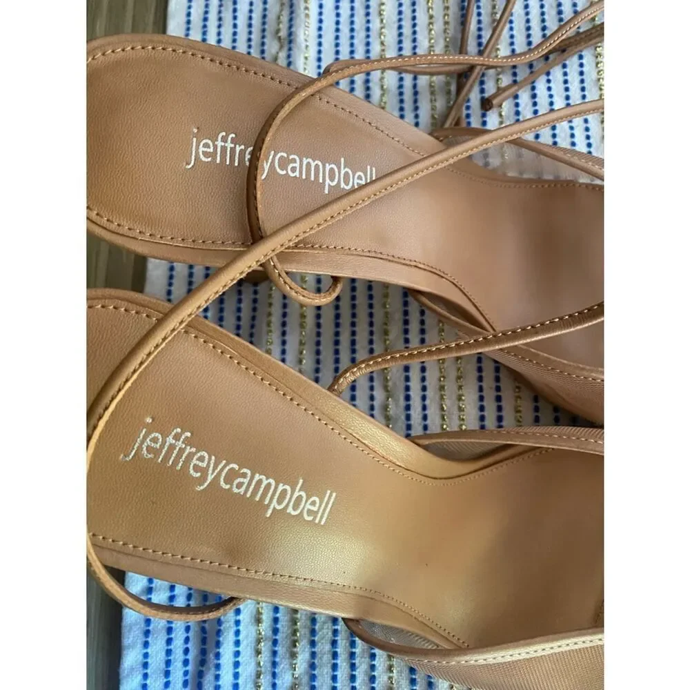 Jeffrey Campbell Gisselle Brown Ankle Wrap Mesh Heel Sandal Size 9
